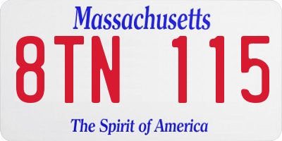 MA license plate 8TN115