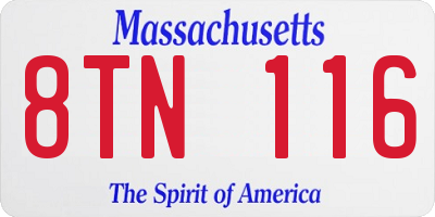 MA license plate 8TN116
