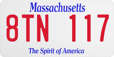 MA license plate 8TN117