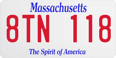 MA license plate 8TN118