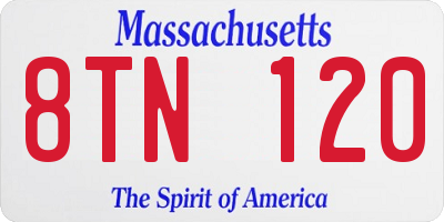 MA license plate 8TN120