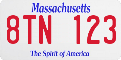 MA license plate 8TN123