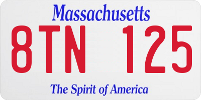 MA license plate 8TN125