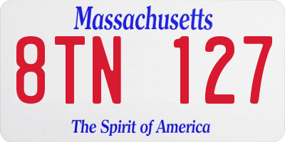 MA license plate 8TN127