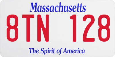 MA license plate 8TN128