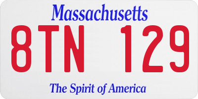 MA license plate 8TN129
