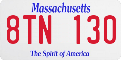MA license plate 8TN130
