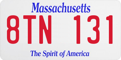 MA license plate 8TN131