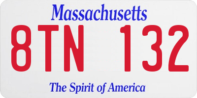 MA license plate 8TN132