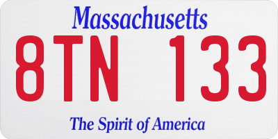 MA license plate 8TN133