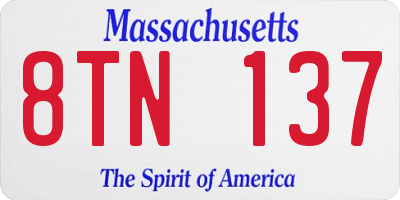 MA license plate 8TN137