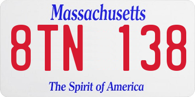 MA license plate 8TN138