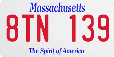 MA license plate 8TN139