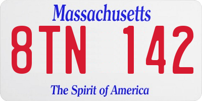 MA license plate 8TN142