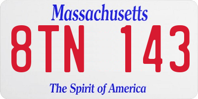 MA license plate 8TN143