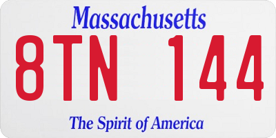 MA license plate 8TN144