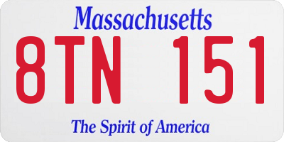 MA license plate 8TN151