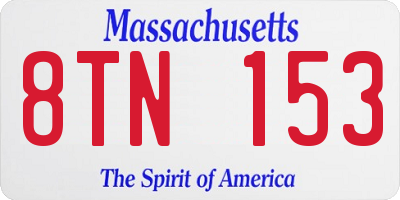 MA license plate 8TN153