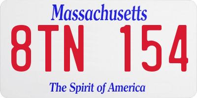 MA license plate 8TN154