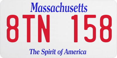 MA license plate 8TN158