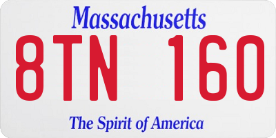 MA license plate 8TN160