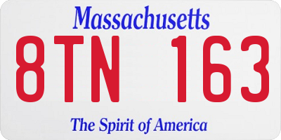 MA license plate 8TN163