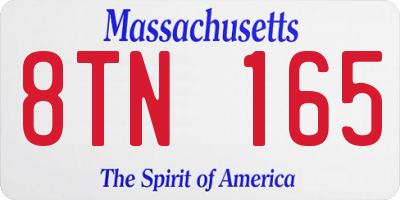 MA license plate 8TN165