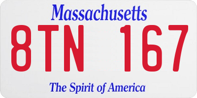 MA license plate 8TN167