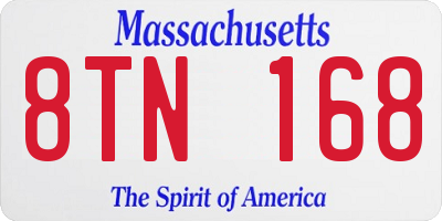 MA license plate 8TN168