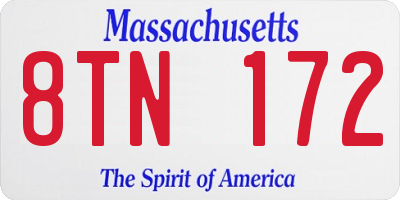 MA license plate 8TN172