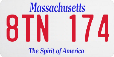 MA license plate 8TN174