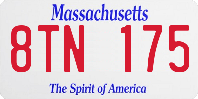 MA license plate 8TN175
