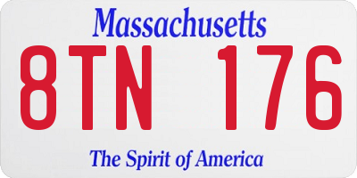 MA license plate 8TN176