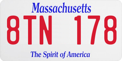 MA license plate 8TN178
