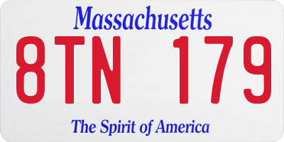 MA license plate 8TN179