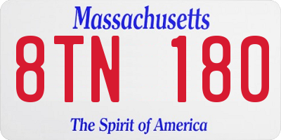 MA license plate 8TN180
