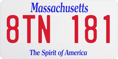 MA license plate 8TN181