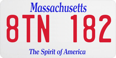 MA license plate 8TN182
