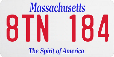 MA license plate 8TN184