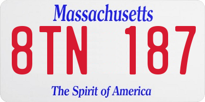 MA license plate 8TN187