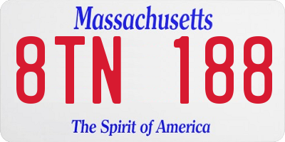 MA license plate 8TN188