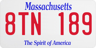 MA license plate 8TN189