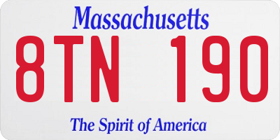 MA license plate 8TN190