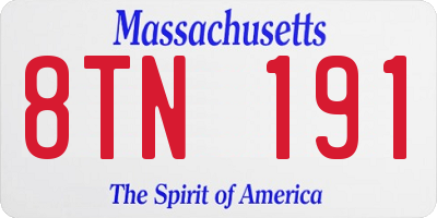 MA license plate 8TN191