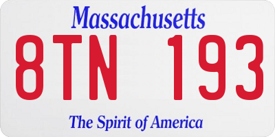 MA license plate 8TN193