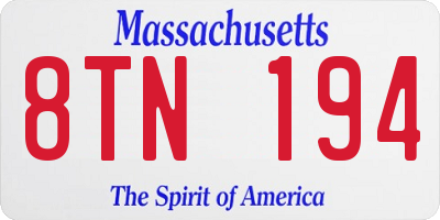 MA license plate 8TN194
