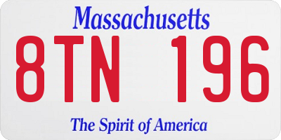 MA license plate 8TN196