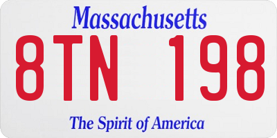 MA license plate 8TN198