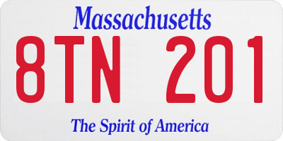 MA license plate 8TN201