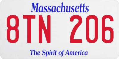 MA license plate 8TN206